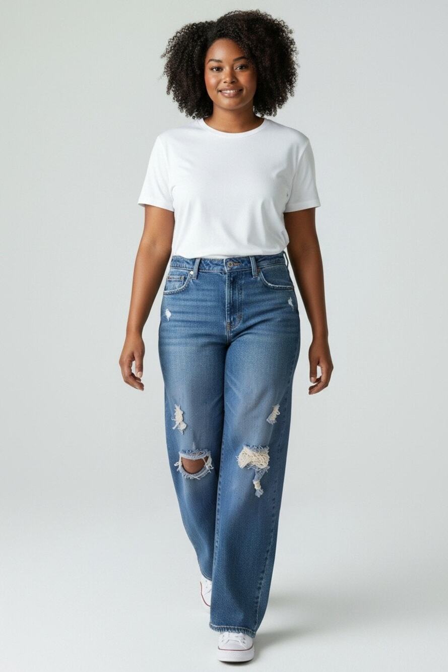 Levi's Premium Ribcage Straight Ankle Jeans Womens 26 Blue High Rise Distressed